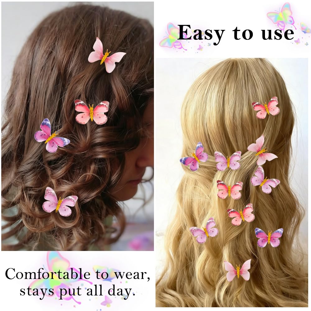 Amazon.co.jp: ピンクバタフライヘアクリップ、TODDER 20個 小さな